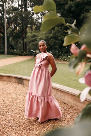 Betina Bow Front Maxi Dress – Dusty Rose