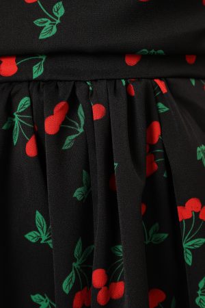 Chlo Puff Sleeve Midi Dress – Cherry Print