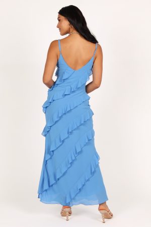 Ciao Ruffles Maxi Dress – Blue