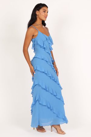 Ciao Ruffles Maxi Dress – Blue
