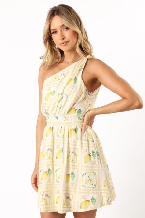 Cintrico One Shoulder Mini Dress – Lemon