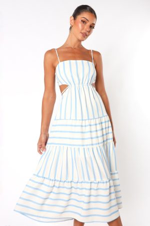 Evelin Midi Dress – Blue Stripe