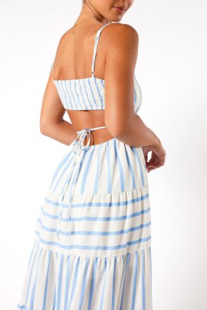 Evelin Midi Dress – Blue Stripe