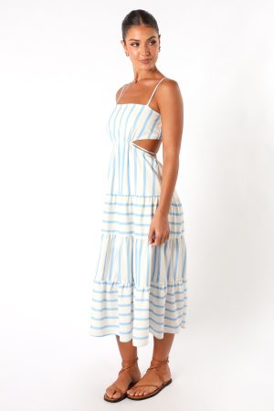 Evelin Midi Dress – Blue Stripe