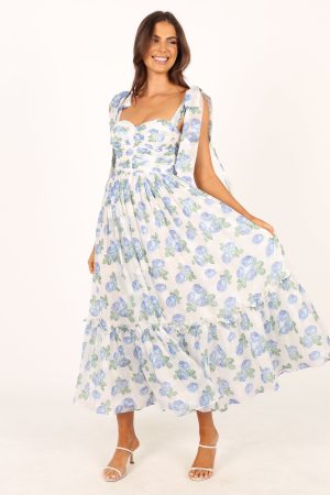 Floret Midi Dress – Blue