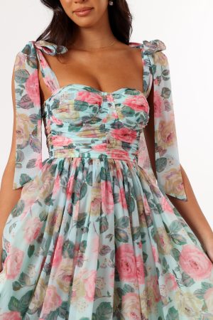 Floret Midi Dress – Blue Multi