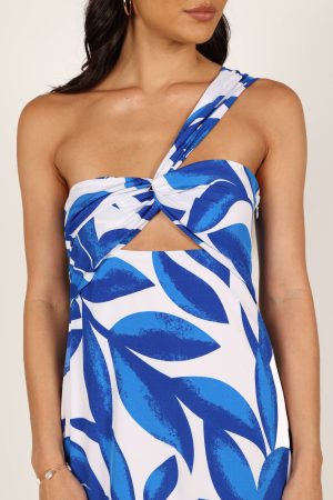 Freddie Midi Dress – White/Blue