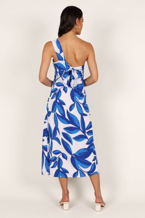 Freddie Midi Dress – White/Blue