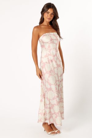 Gemma Strapless Maxi Dress – Pink Floral