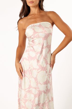Gemma Strapless Maxi Dress – Pink Floral