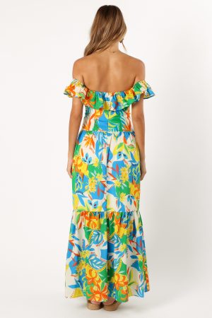 Harriet Off Shoulder Maxi Dress – Malta Print