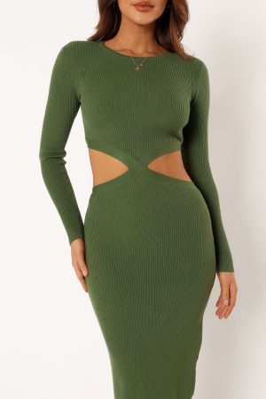 Jonah Long Sleeve Midi Dress – Ibiza Green