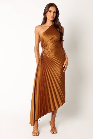 Kleo One Shoulder Maxi Dress – Golden Ochre