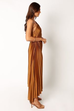 Kleo One Shoulder Maxi Dress – Golden Ochre
