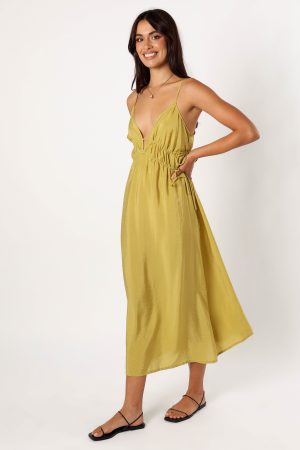 Layton Midi Dress – Olive