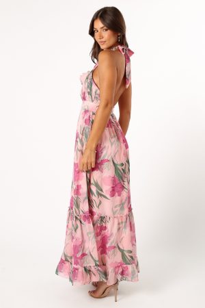 Lennon Halterneck Maxi Dress – Pink Floral