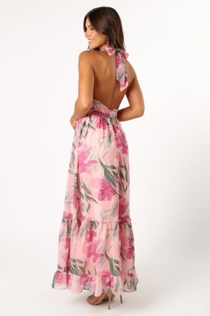 Lennon Halterneck Maxi Dress – Pink Floral