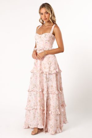 Lillee Tiered Maxi Dress – Pink Floral