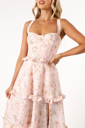 Lillee Tiered Maxi Dress – Pink Floral