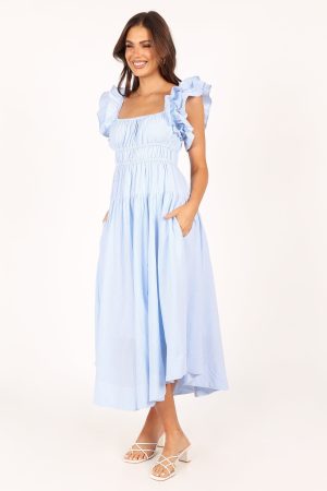 Linda Midi Dress – Blue Stripe
