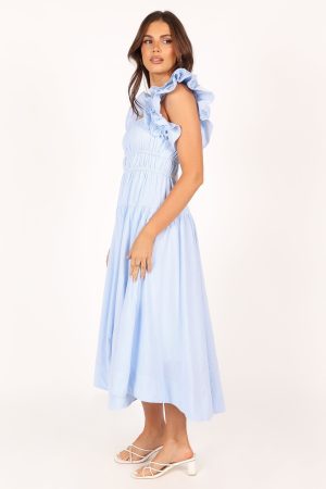 Linda Midi Dress – Blue Stripe