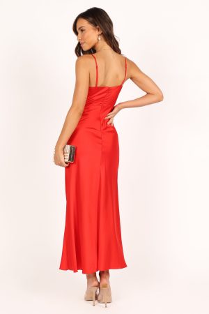 Lipa Colourblock Midi Slip Dress – Pink/Red