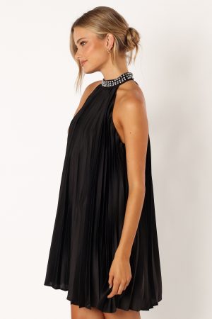 Lizzy Halterneck Mini Dress – Black