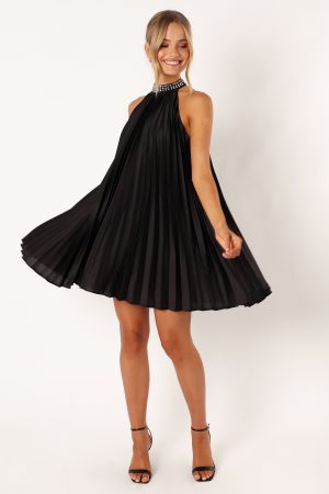 Lizzy Halterneck Mini Dress – Black