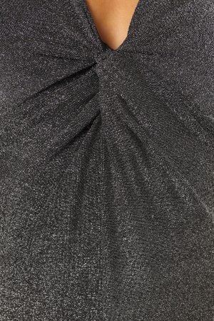 Luminate Long Sleeve Midi Dress – Silver