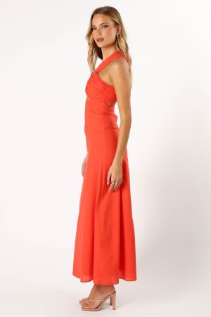 Luna One Shoulder Maxi Dress – Tangerine