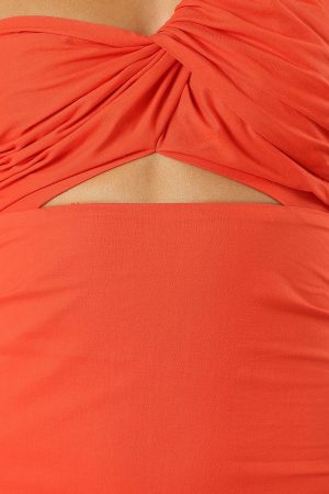 Luna One Shoulder Maxi Dress – Tangerine