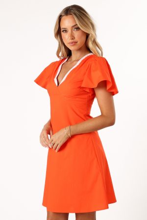 Lyle Mini Dress – Orange/Pink