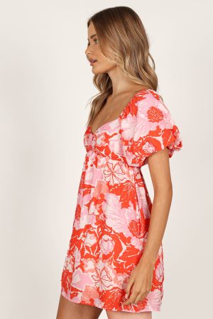 Maggie Mini Dress – Pink/Red Floral