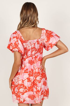 Maggie Mini Dress – Pink/Red Floral