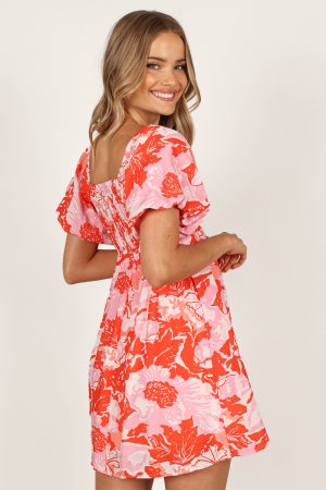Maggie Mini Dress – Pink/Red Floral