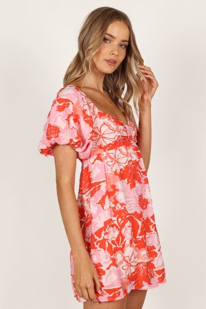 Maggie Mini Dress – Pink/Red Floral