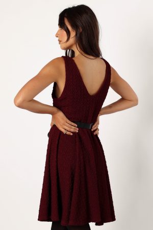 Margaret Mini Dress – Burgundy
