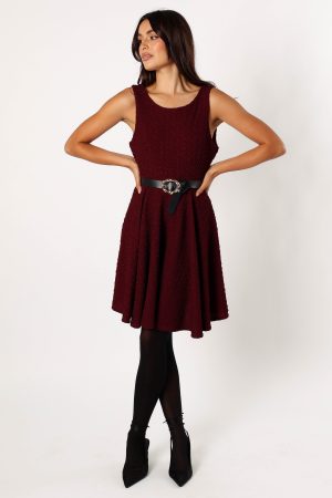 Margaret Mini Dress – Burgundy