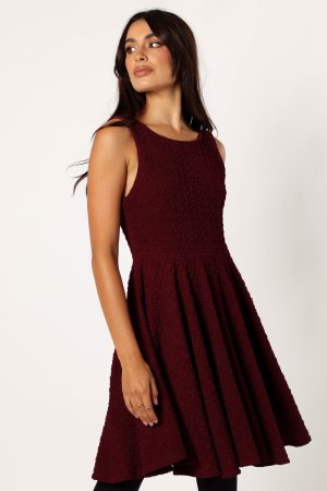 Margaret Mini Dress – Burgundy