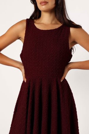 Margaret Mini Dress – Burgundy