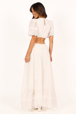 Merletto Cut Out Maxi Dress – White
