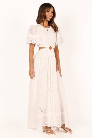 Merletto Cut Out Maxi Dress – White