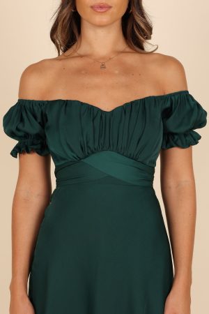 Mickenna Sweetheart Frill Midi Dress – Emerald