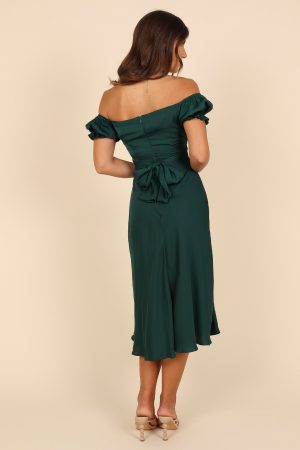 Mickenna Sweetheart Frill Midi Dress – Emerald