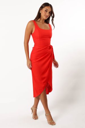 Misty Wrap Midi Dress – Red Rogue