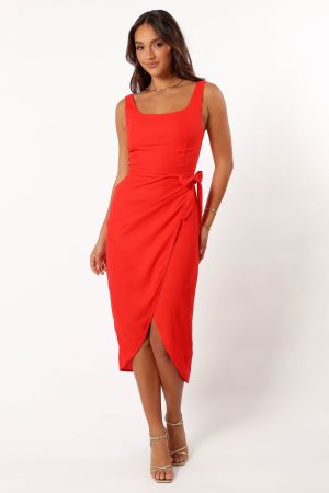 Misty Wrap Midi Dress – Red Rogue