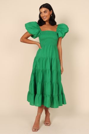 Morgan Tiered Dress – Green
