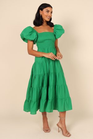 Morgan Tiered Dress – Green