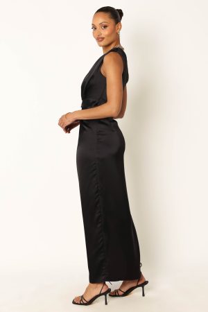 Nadia One Shoulder Maxi Dress – Black