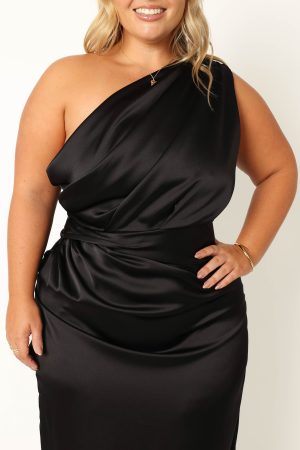 Nadia One Shoulder Maxi Dress – Black